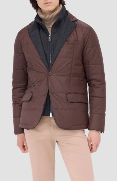 Bugatchi Quilted Water Repellent Nylon Blazer With Bib In Truffle