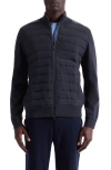 Bugatchi Quilted Zip-up Sweater Jacket In Blue