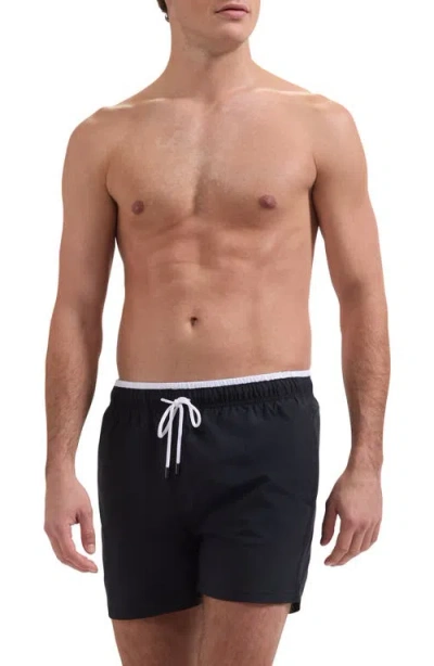 Bugatchi Quinn Colorblock Swim Trunks In Black