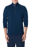 Bugatchi Reversible Knit Quarter Zip Pullover In Blue