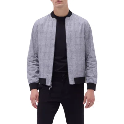 Bugatchi Reversible Linen Blend Bomber Jacket In Black