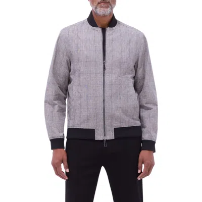Bugatchi Reversible Linen Blend Bomber Jacket In Sand