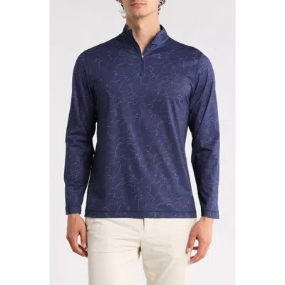 Bugatchi Rib Half Zip Pullover In Blue