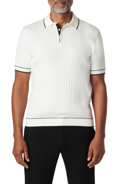 Bugatchi Rib Knit Polo In Chalk