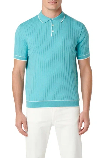 Bugatchi Rib Knit Polo In Jade
