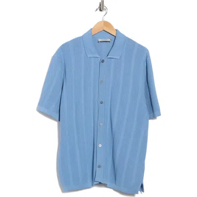 Bugatchi Rib Short Sleeve Polo Sweater In Blue
