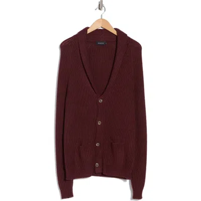 Bugatchi Rib Wool Blend Cardigan Sweater In Burgundy