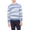 Bugatchi Men's Wool And Cotton Stripe Crewneck Sweater In Air Blue