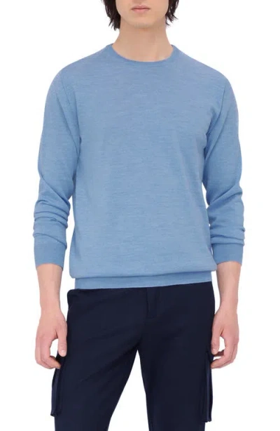 Bugatchi Scott Crewneck Merino Wool Sweater In Air Blue