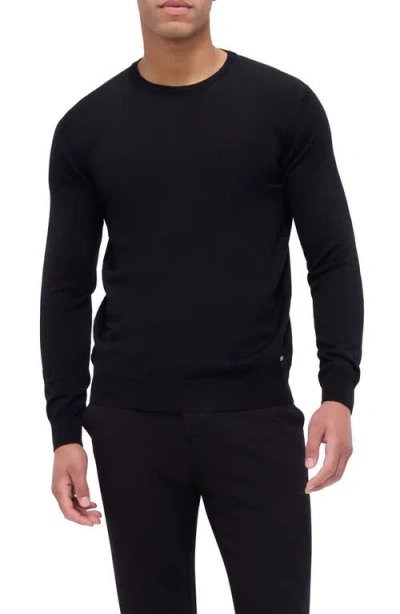 Bugatchi Scott Crewneck Merino Wool Sweater In Black