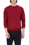 Bugatchi Scott Crewneck Merino Wool Sweater In Ruby