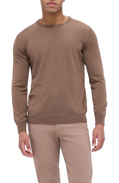 Bugatchi Scott Crewneck Merino Wool Sweater In Tobacco