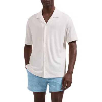 Bugatchi Seersucker Camp Shirt In White
