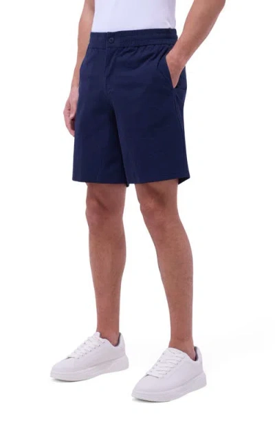 Bugatchi Seersucker Elastic Waist Shorts In Navy