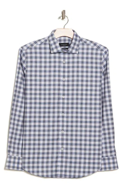 Bugatchi Shaped Fit Check Cotton Button-up Shirt In Platinum