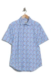 Bugatchi Short Sleeve Button-up Shirt In Blue