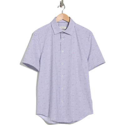 Bugatchi Short Sleeve Button-up Shirt In Purple