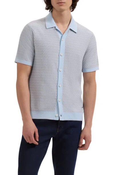Bugatchi Short Sleeve Cardigan In Blue