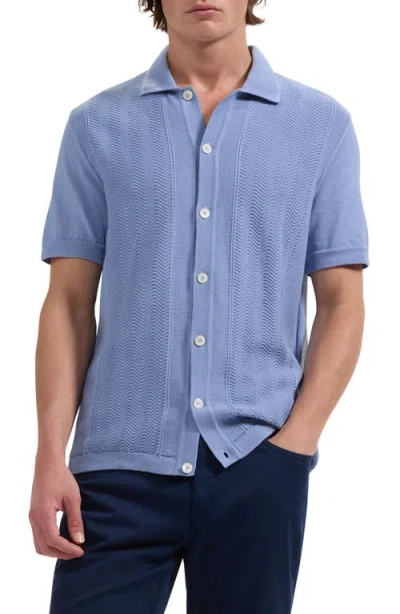 Bugatchi Short Sleeve Cardigan In Blue