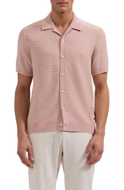 Bugatchi Short Sleeve Cardigan In Dusty Pink