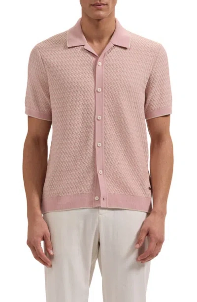 Bugatchi Short Sleeve Cardigan In Pink