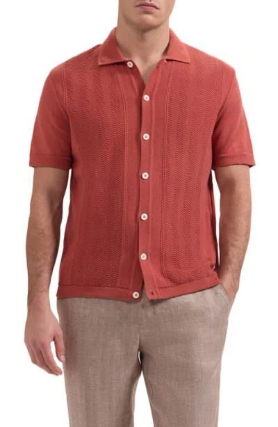Bugatchi Short Sleeve Cardigan In Red