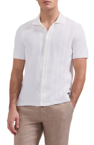 Bugatchi Short Sleeve Cardigan In White