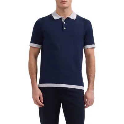 Bugatchi Short Sleeve Cotton & Modal Polo Sweater In Blue