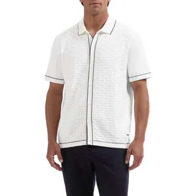 Bugatchi Short Sleeve Full Button Sweater In White