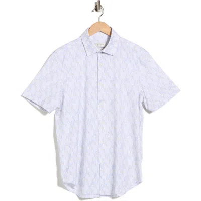 Bugatchi Short Sleeve Stretch Cotton Button-up Shirt In Blue