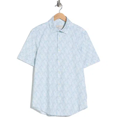 Bugatchi Short Sleeve Stretch Cotton Button-up Shirt In Blue