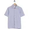 Bugatchi Short Sleeve Stretch Cotton Button-up Shirt In Silver