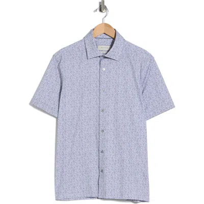 Bugatchi Short Sleeve Stretch Cotton Button-up Shirt In Silver