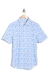 Bugatchi Short Sleeve Woven Button-up Shirt In Blue