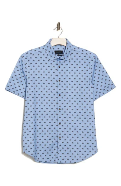 Bugatchi Short Sleeve Woven Shirt In Air Blue