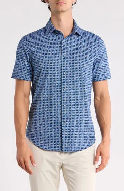 Bugatchi Short Sleeve Woven Shirt In Blue