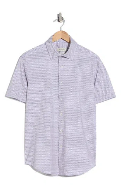Bugatchi Short Sleeve Woven Shirt In Purple