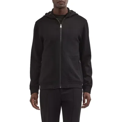 Bugatchi Soft Touch Full Zip Hoodie In Black
