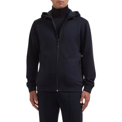 Bugatchi Soft Touch Full Zip Hoodie In Black
