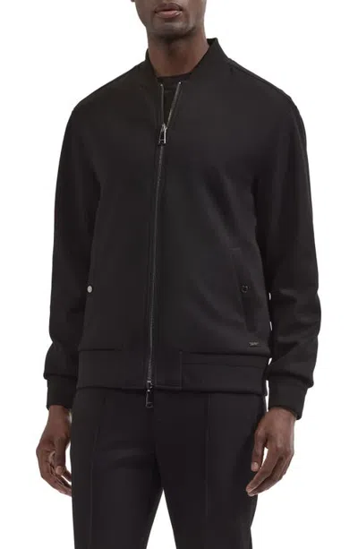 Bugatchi Soft Touch Knit Bomber Jacket In Black
