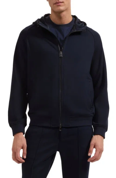 Bugatchi Soft Touch Knit Hoodie In Blue