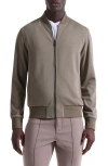Bugatchi Soft Touch Knit Reversible Bomber Jacket In Brown