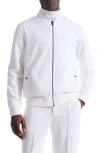 Bugatchi Soft Touch Knit Reversible Bomber Jacket In White