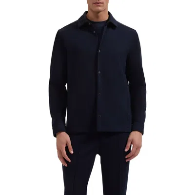 Bugatchi Soft Touch Knit Shirt Jacket In Blue