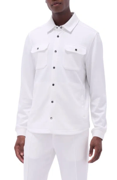Bugatchi Soft Touch Knit Shirt Jacket In Chalk