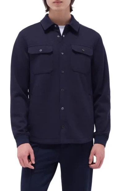 Bugatchi Soft Touch Knit Shirt Jacket In Navy
