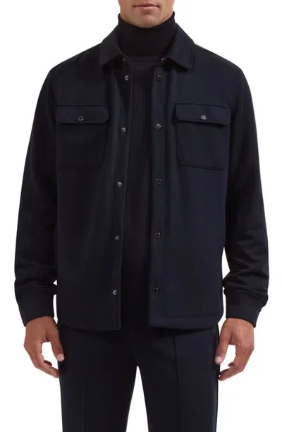 Bugatchi Soft Touch Knit Shirt Jacket In Navy