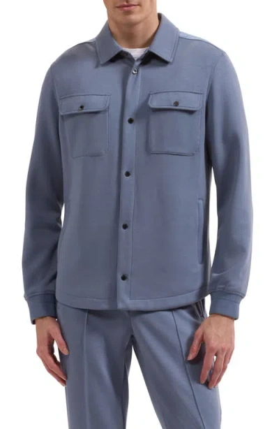 Bugatchi Soft Touch Knit Shirt Jacket In Blue