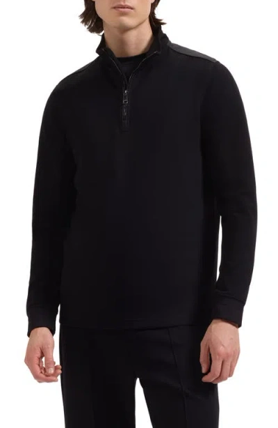 Bugatchi Soft Touch Quarter Zip Sweatshirt In Black