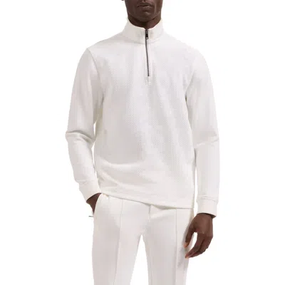 Bugatchi Soft Touch Quarter Zip Sweatshirt In White